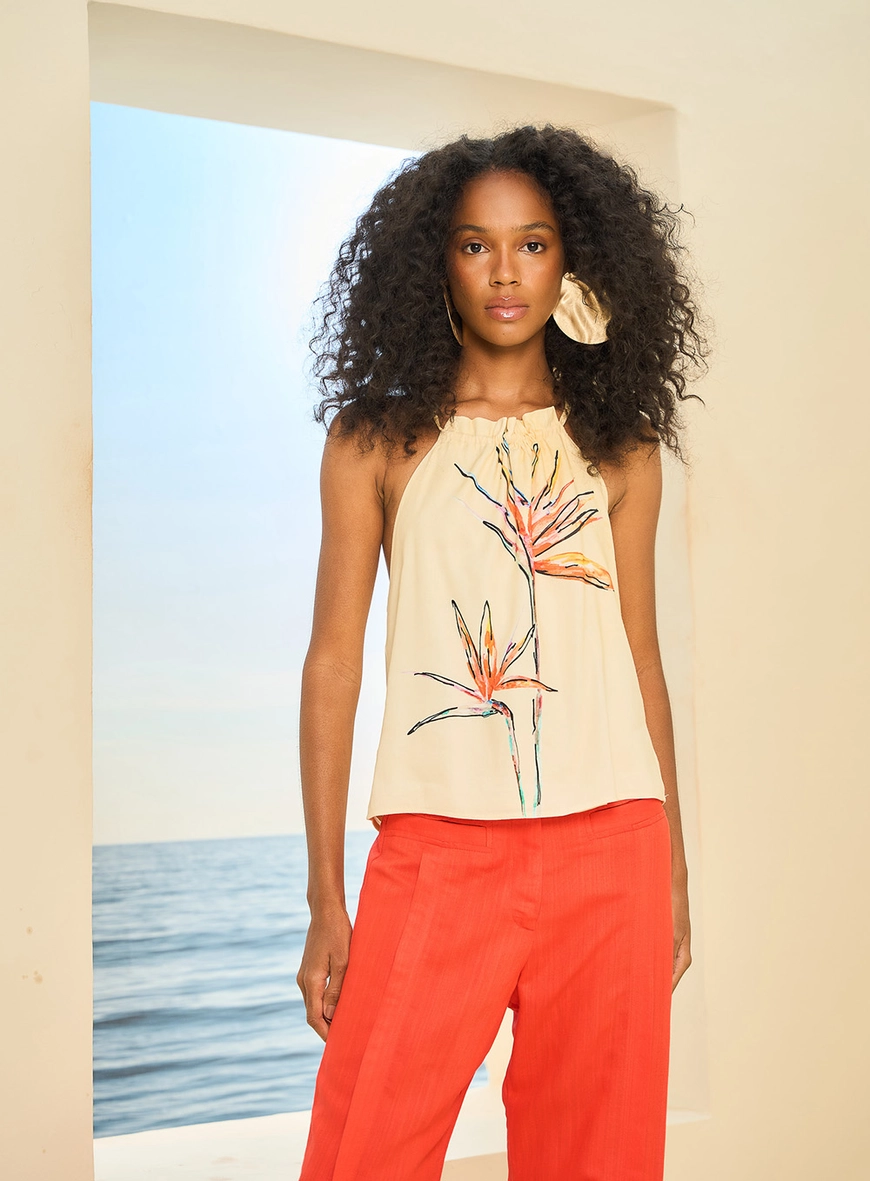 Blusa Feminina Linho Estampada Estampa 1