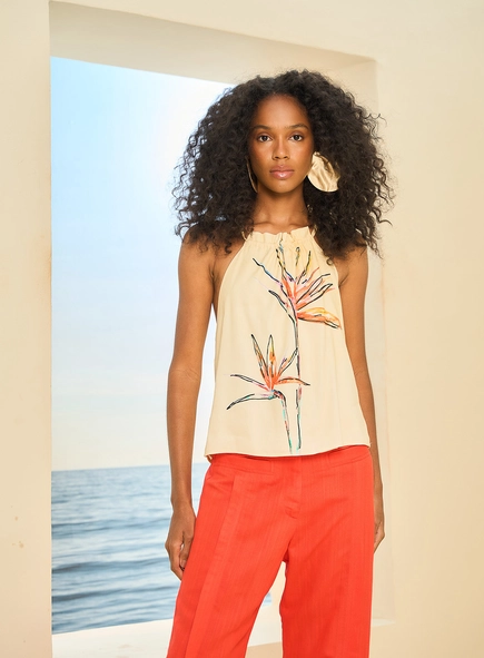 Blusa Feminina Linho Estampada