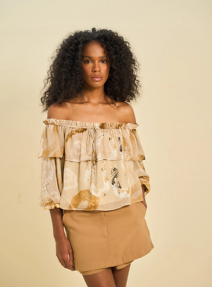 Blusa Feminina Ciganinha Com Estampa Estampa 1