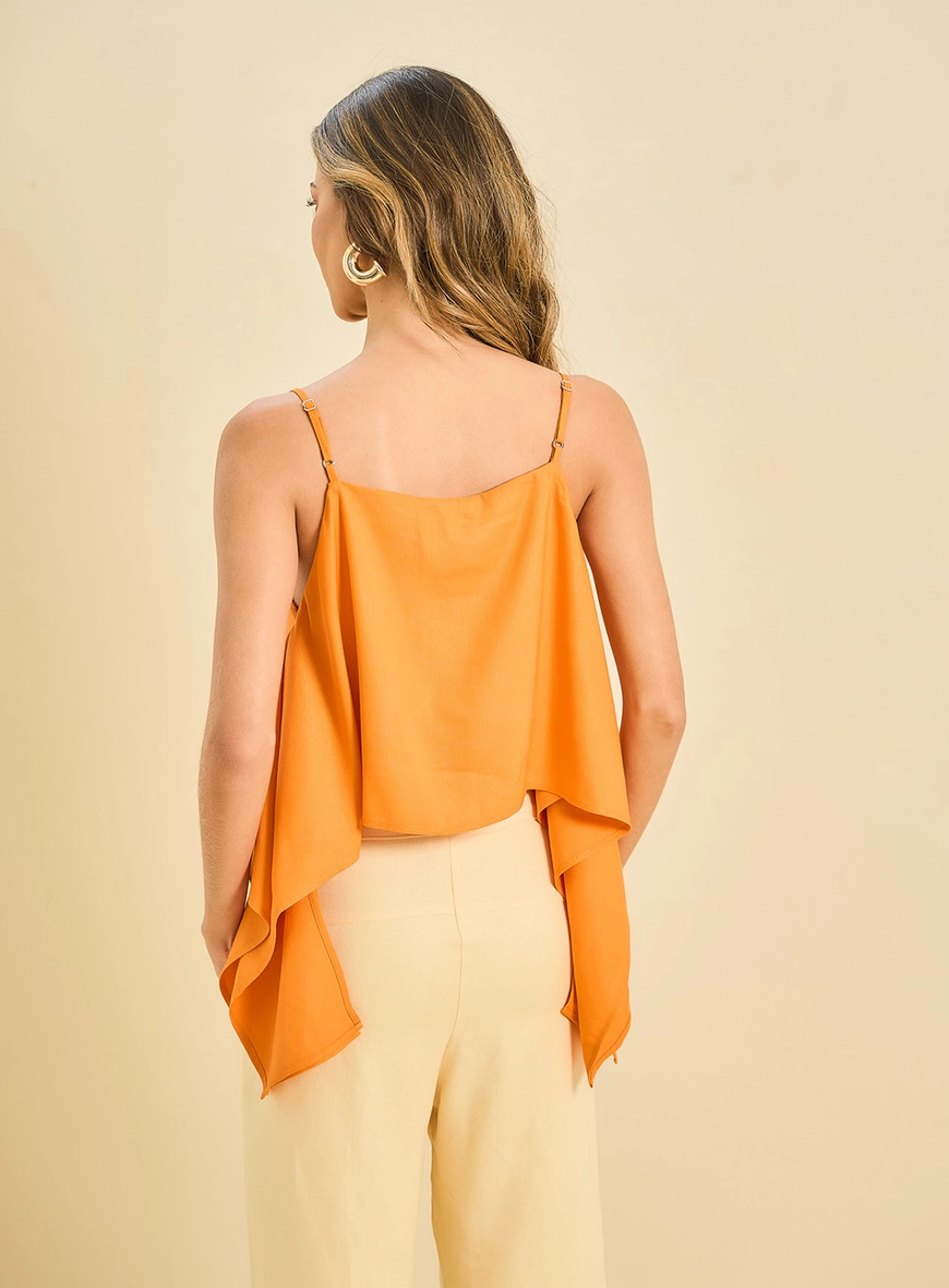 Blusa Feminina Cropped  Com Detalhes Na Alça Laranja 2
