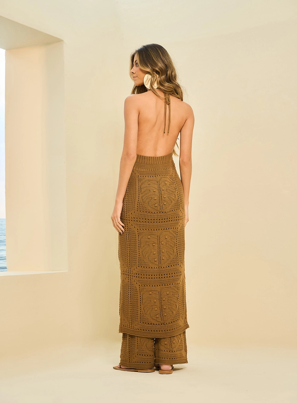 Blusa Feminina Alongada Em Tricô Marrom 2