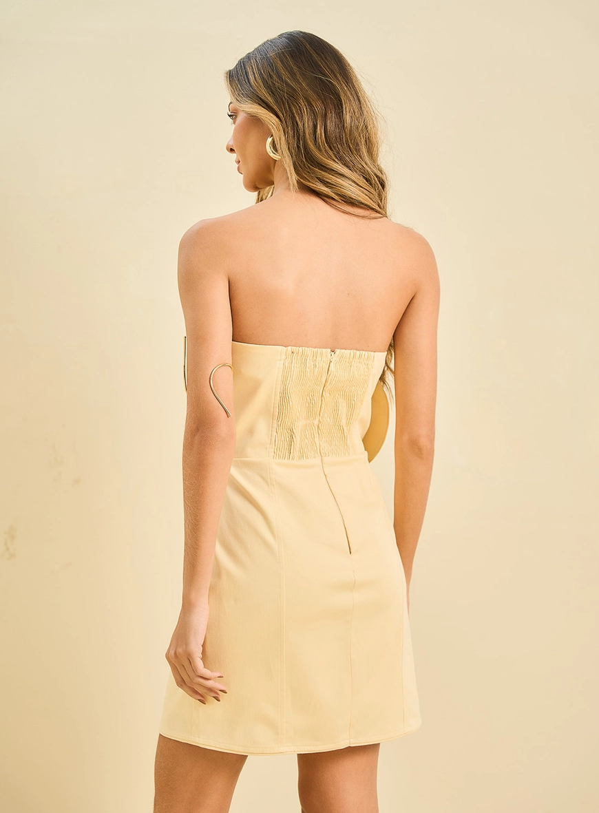 Vestido Curto Tomara Que Caia Com Maxi Laço Amarelo 2