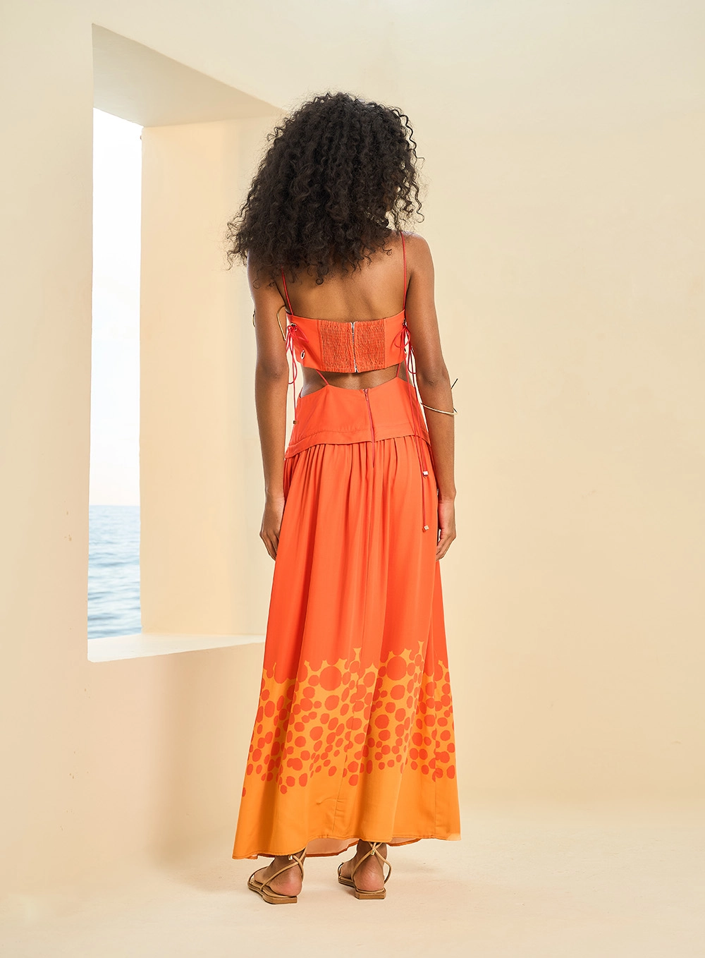 Vestido Longo Com Recortes Laterais Estampado Estampa 3