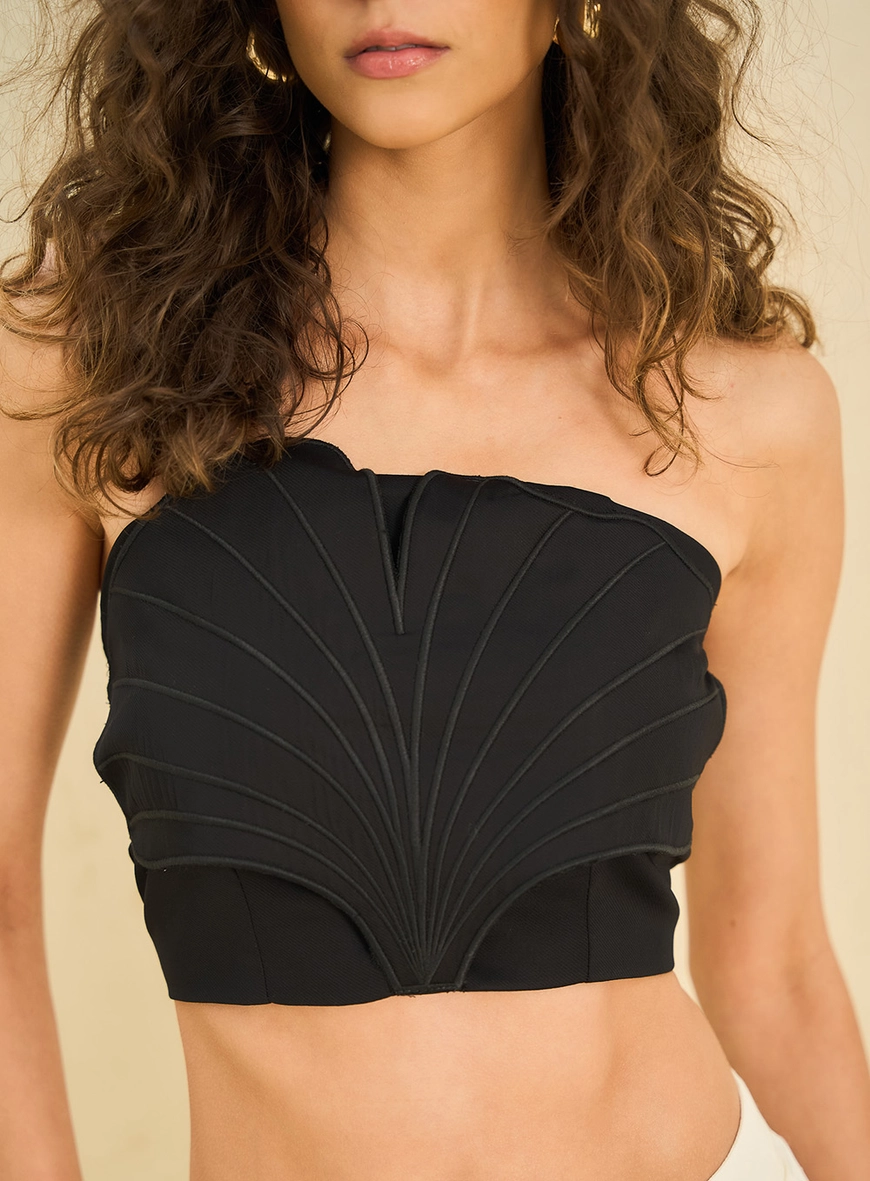 Top Basic Comfort Com Detalhe Frontal Bordado Preto 3