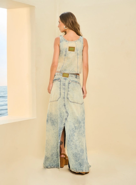Colete Jeans Encurtado