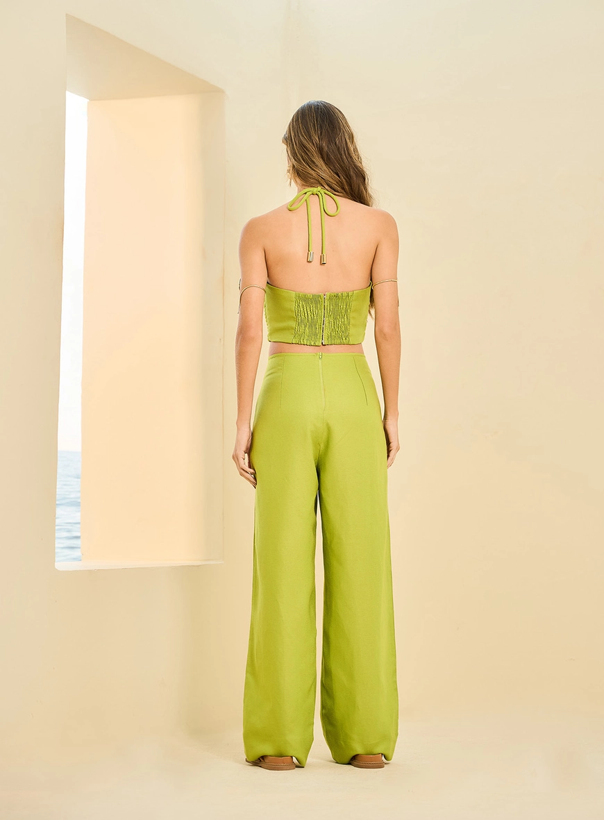 Macacão Basic Comfort Com Detalhe Metalizado Verde 3