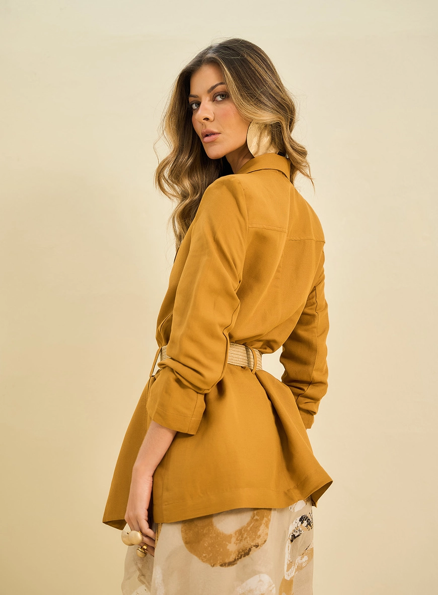 Blazer Basic Comfort Com Cinto Marrom 2