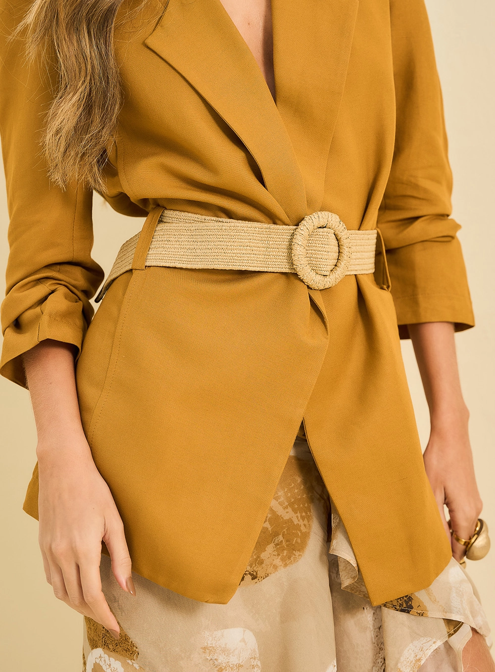 Blazer Basic Comfort Com Cinto Marrom 3