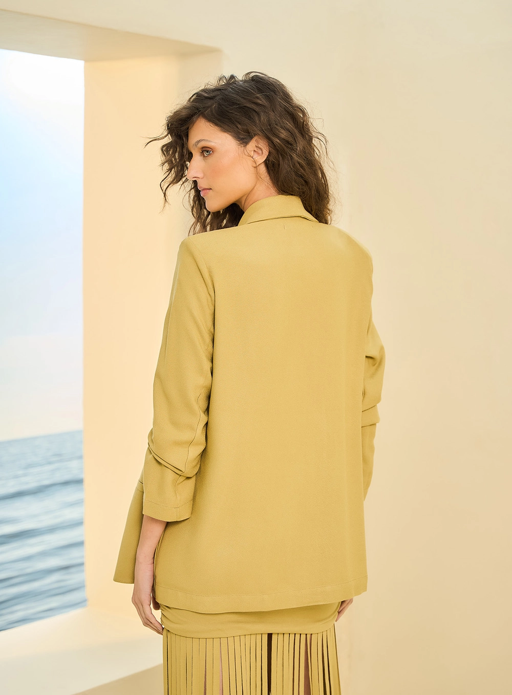 Blazer Feminino Básico Alongado Verde 2