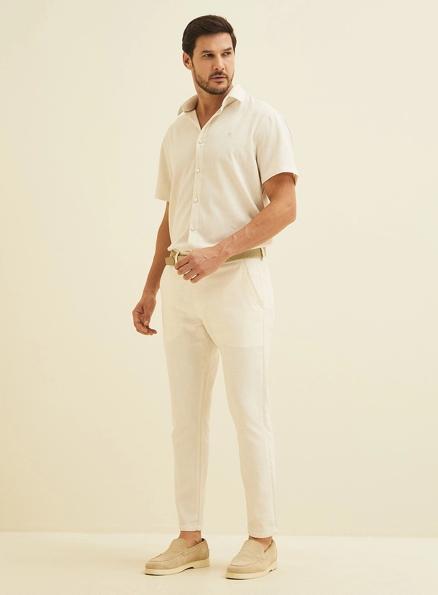 Calça Masculina Em Linho Johann Bege