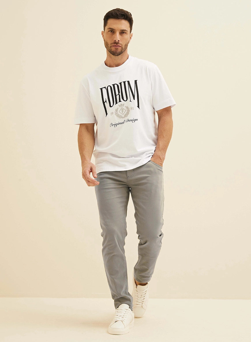 Calça Em Sarja Igor Skinny Cinza