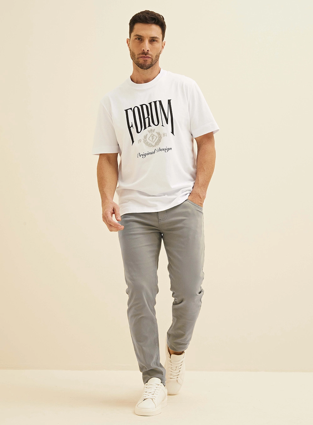 Calça Em Sarja Igor Skinny Cinza 1