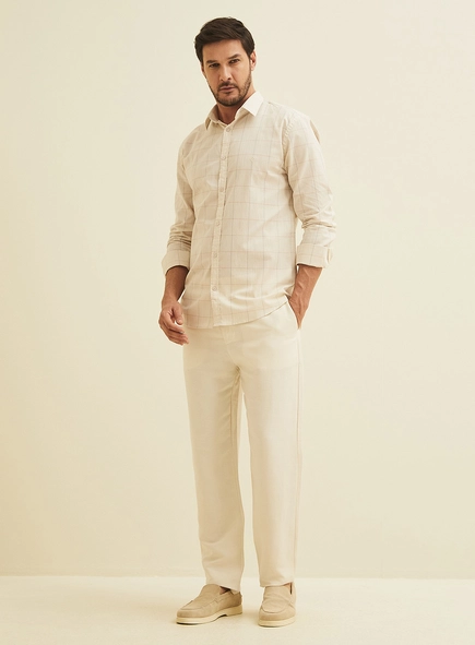 Calça Reta Masculina Em Linho