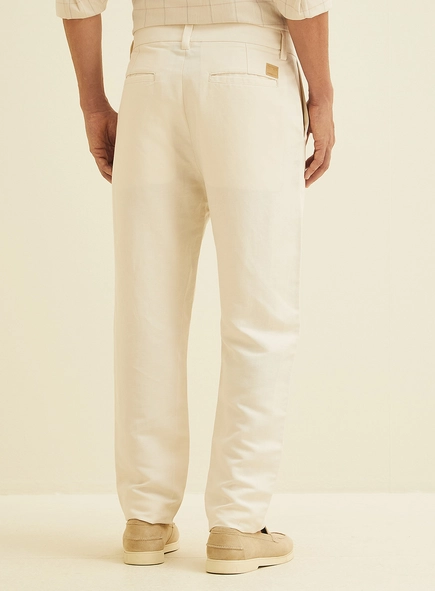 Calça Reta Masculina Em Linho