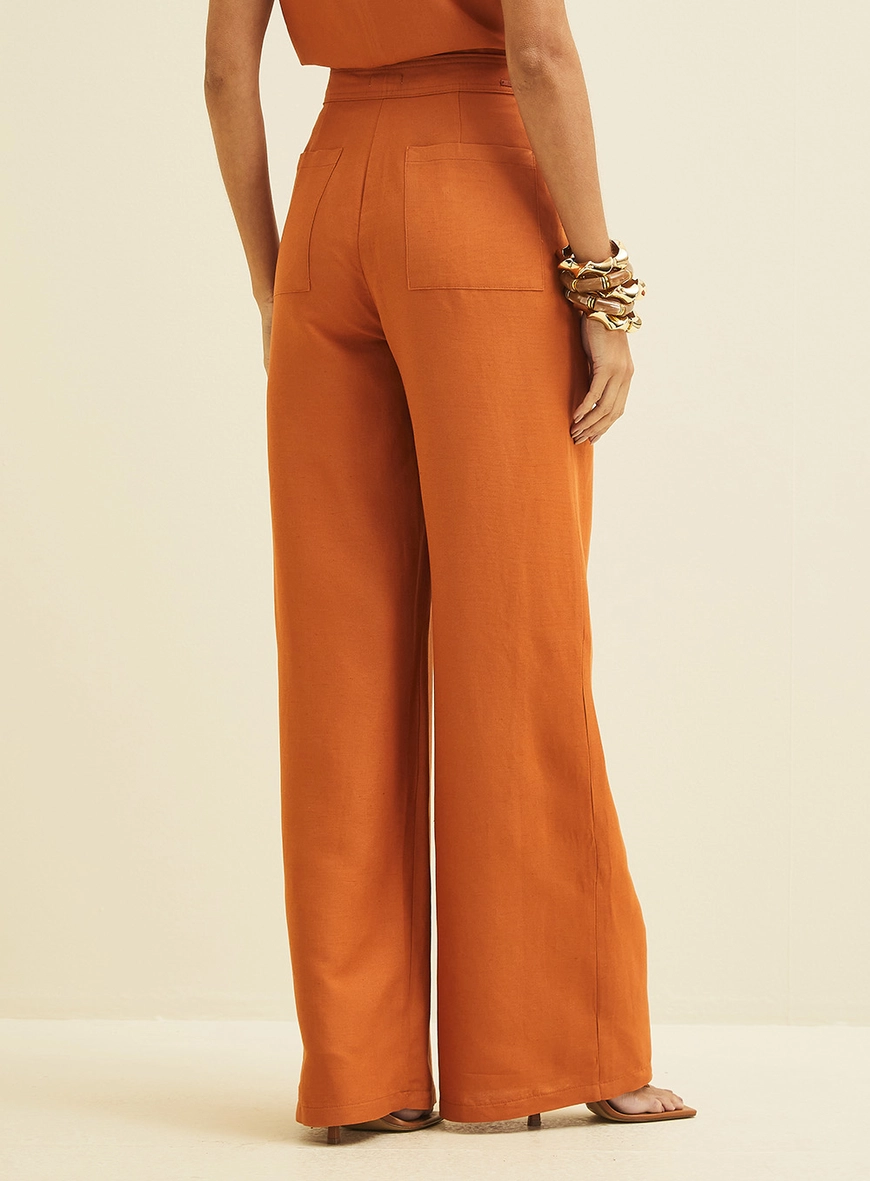 Calça Alfaiataria Wide Leg Marrom