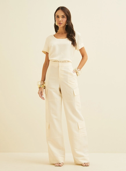 Calça Wide Leg Cargo