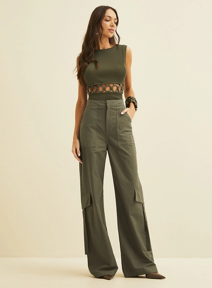 Calça Semi Bag Com Bolsos Cargo