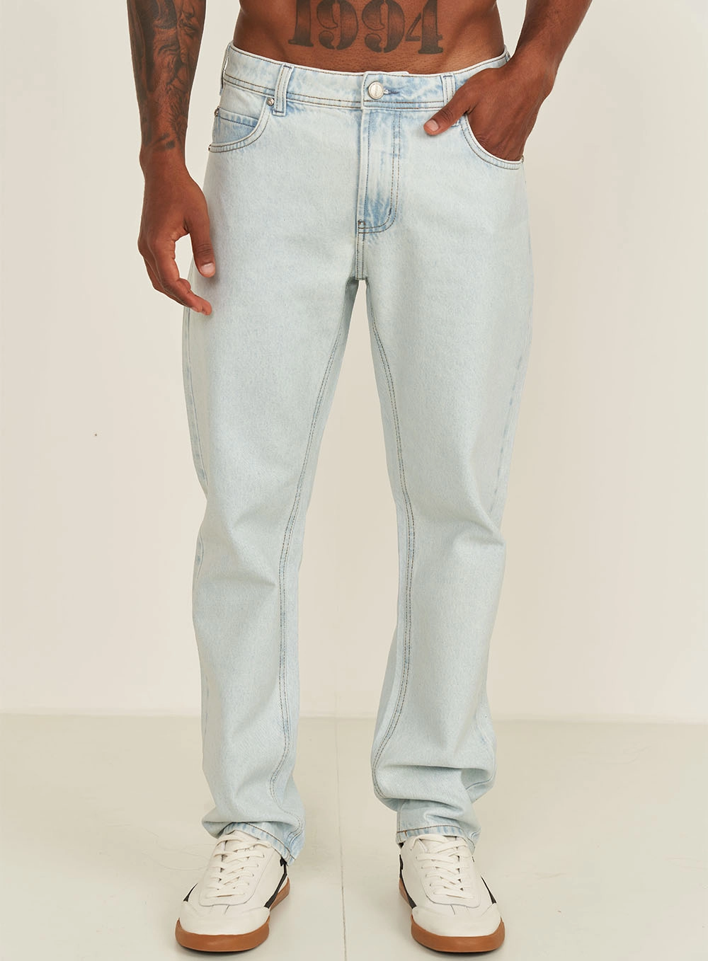 Calça Masculina Reta Resinada Índigo