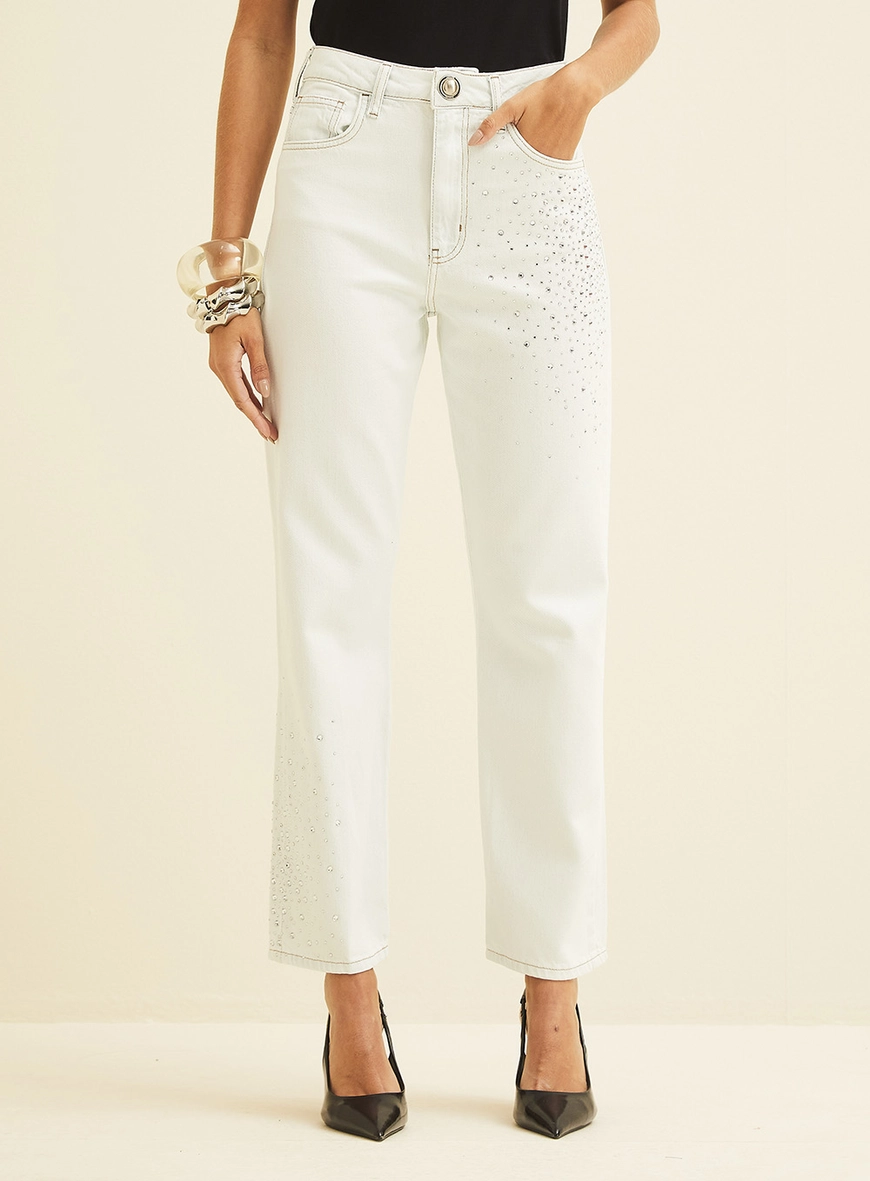 Calça Jeans Lola Com Aplicação Índigo