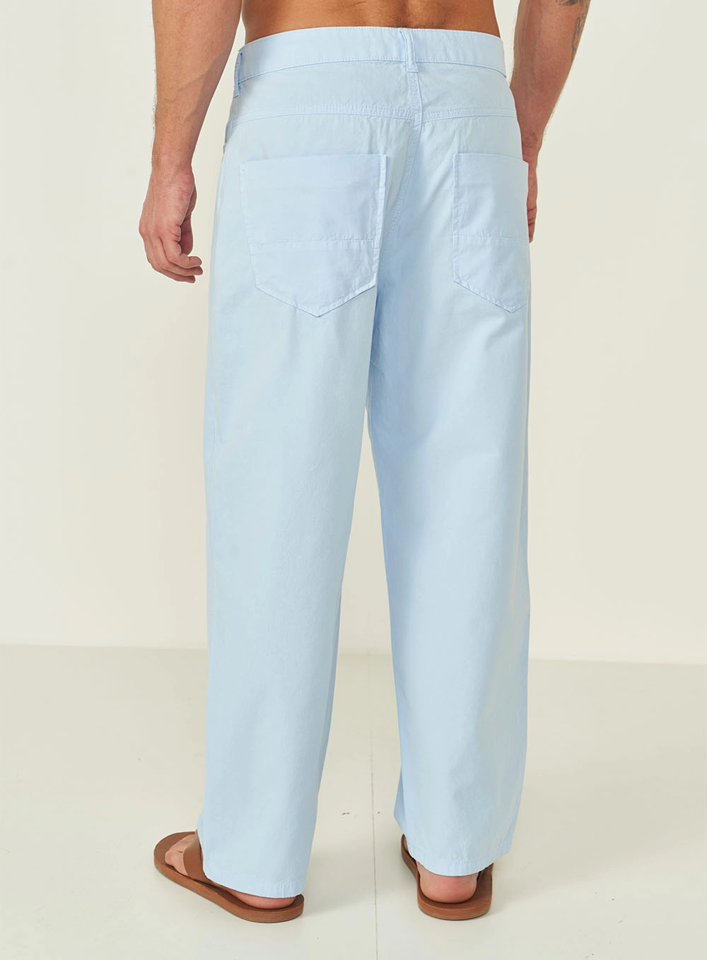 Calça Em Sarja Loose Fit Azul Tranquile Blue