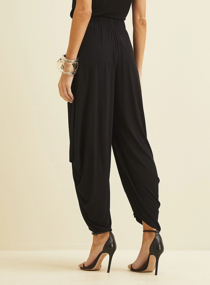 Calça Saruel Com Cós Elástico Preto