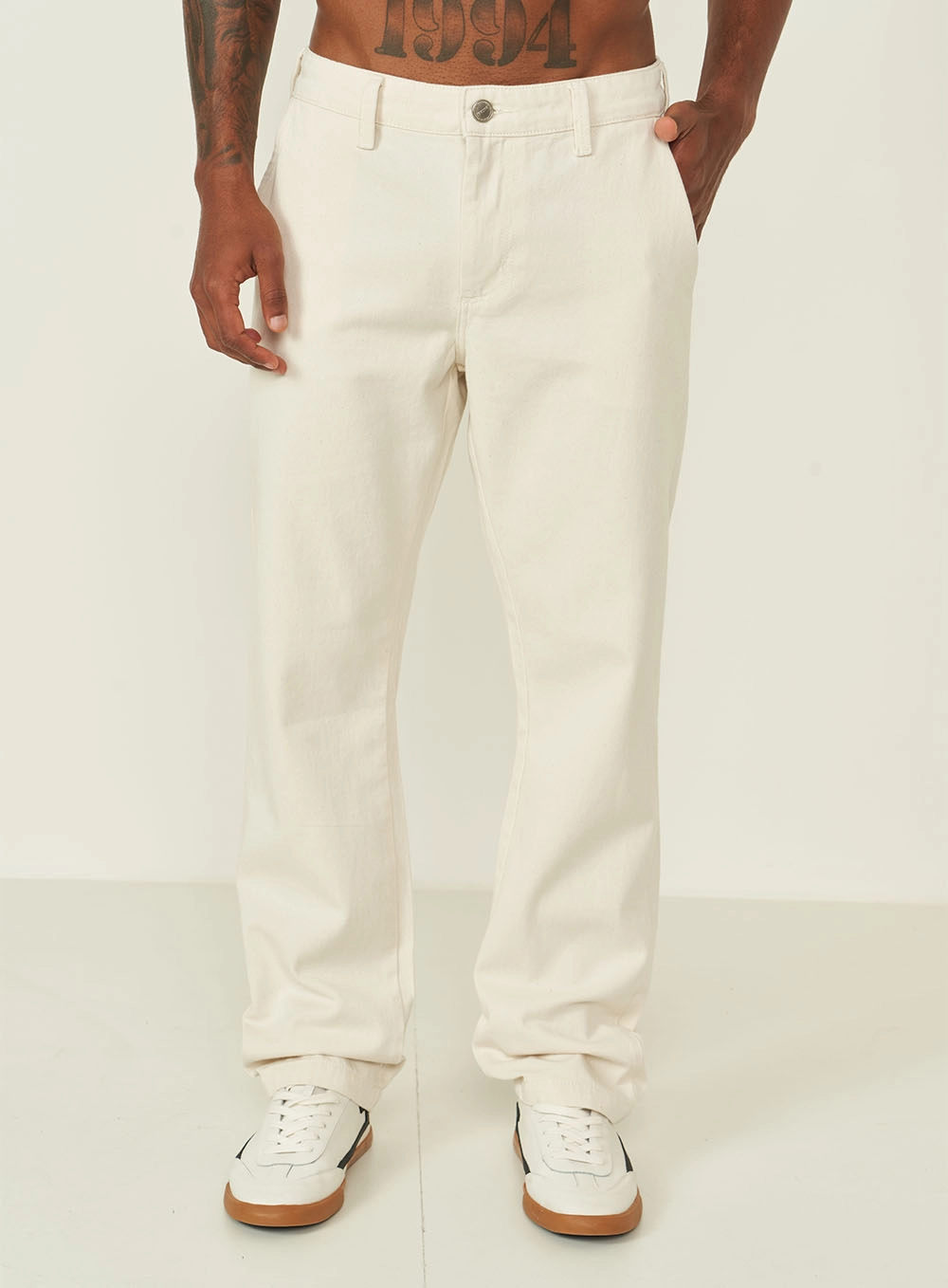 Calça Em Sarja Masculina Reta Off Shell