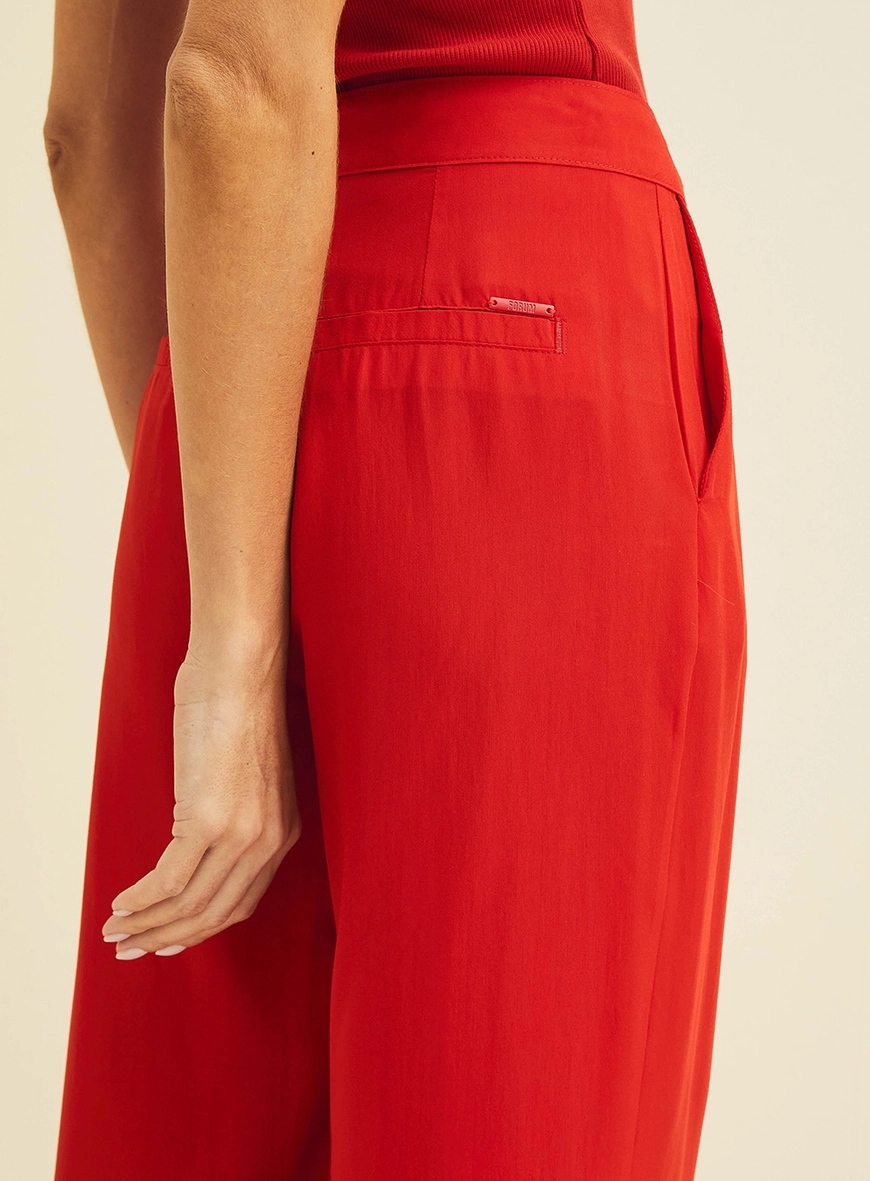 Calça Em Alfaiataria Ampla Vermelho