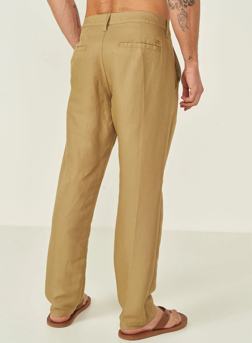 Calça Masculina Com Linho Bege