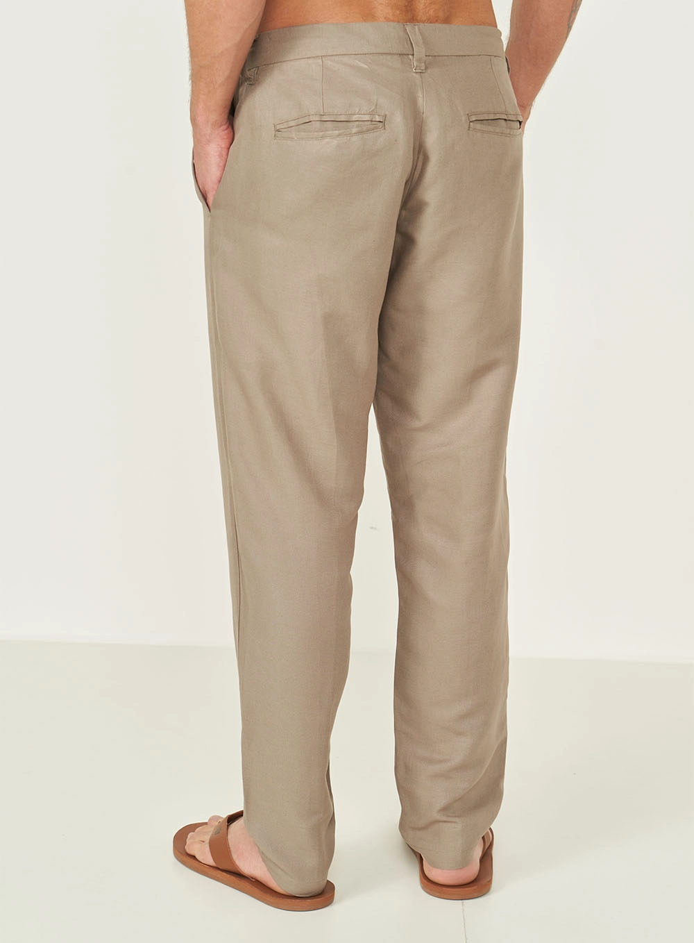 Calça Kein Com Linho Bege Cinzas