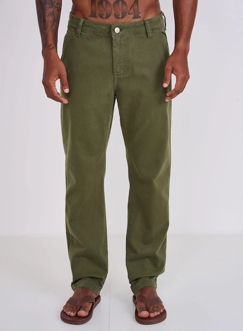 Calça Em Sarja Leblon Reta Verde