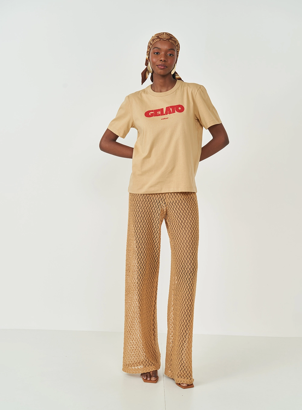 Calça Joana Em Renda Bege
