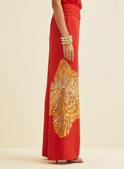 Calça Ampla Com Estampa