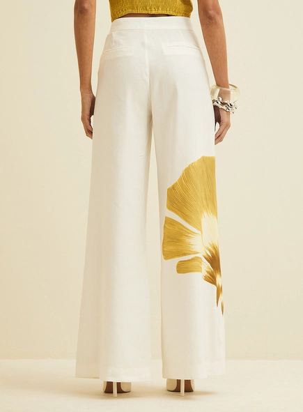 Calça Em Linho Com Estampa