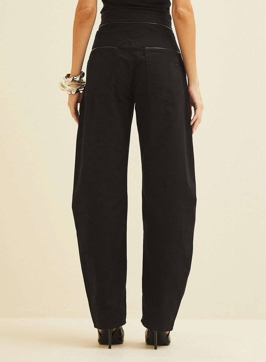 Calça Em Sarja Barril Preto