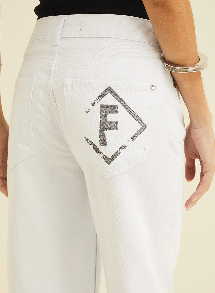 Calça Feminina Em Sarja Bella Branco