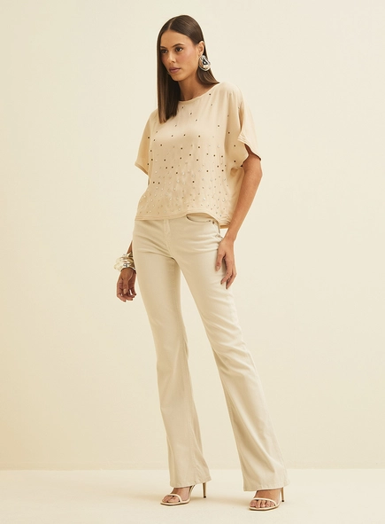 Calça Em Sarja Boot Cut