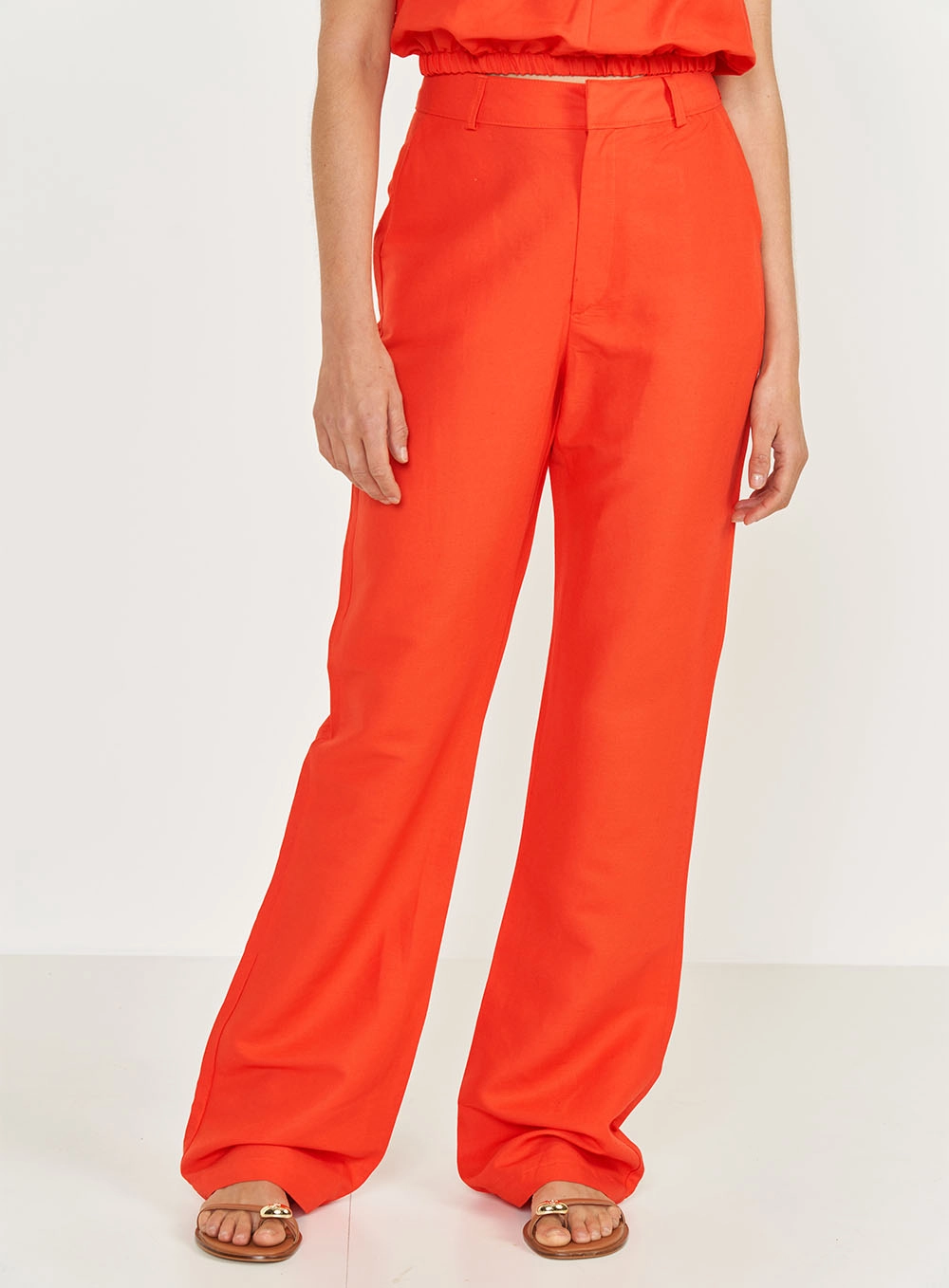 Calça Cropped Alfaiataria Vermelho