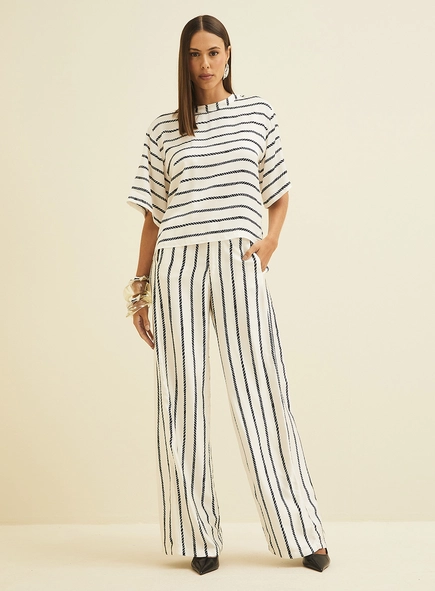 Calça Feminina Ampla Listrada