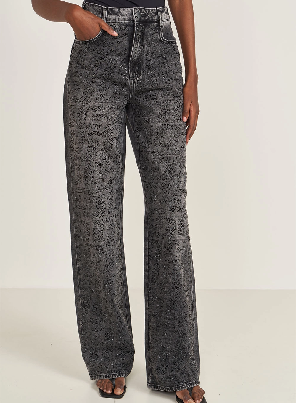 Calça Jeans Juliette Com Aplicação Indigo Preto