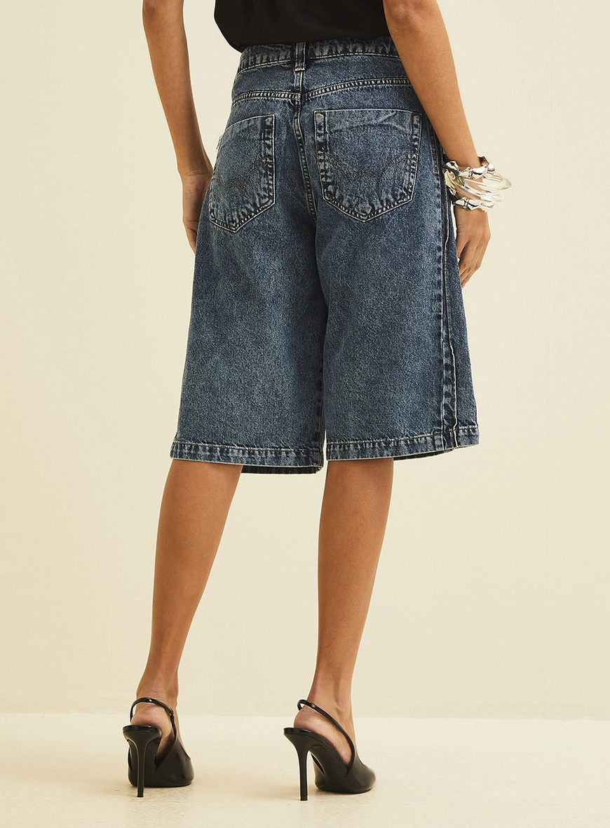 Bermuda Jeans Feminina Alongada Índigo