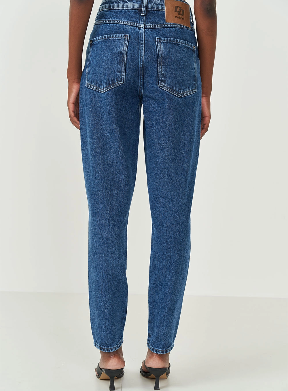 Calça Jeans Bruna Mom Com Listra Lateral Índigo