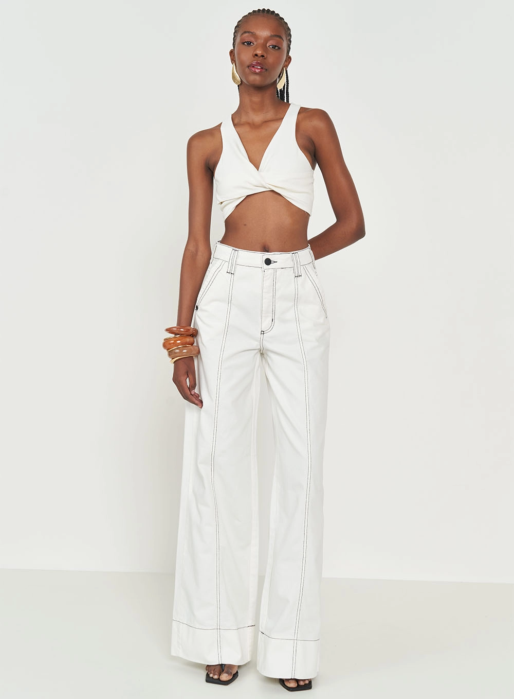 Calça Wide Leg Silvia Off Shell