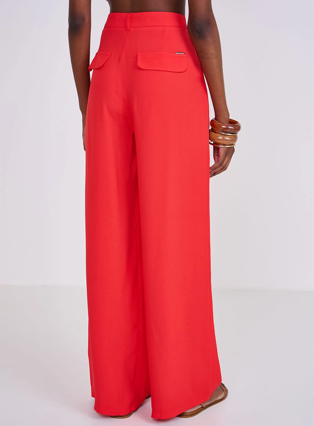 Calça Joana Em Alfaiataria Vermelho