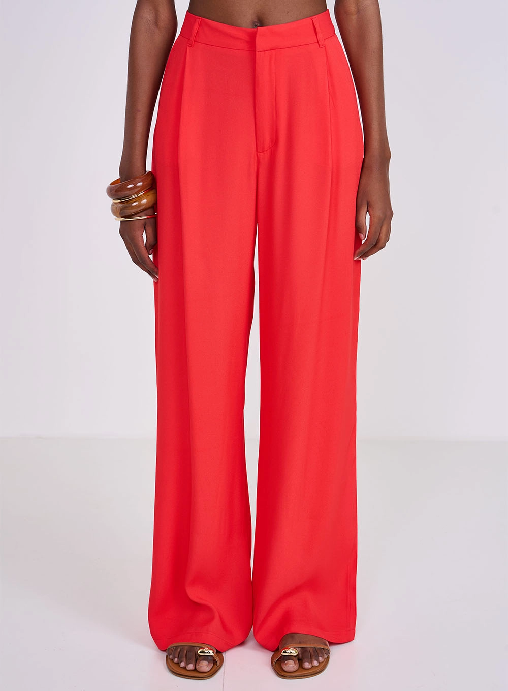Calça Joana Em Alfaiataria Vermelho