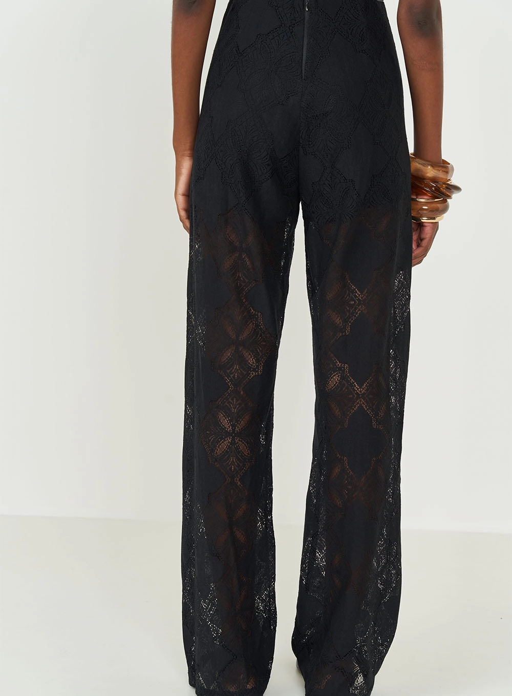 Calça Feminina Joana Com Transparência Preto