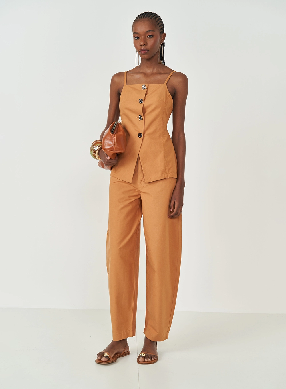 Calça Feminina Barril Bege
