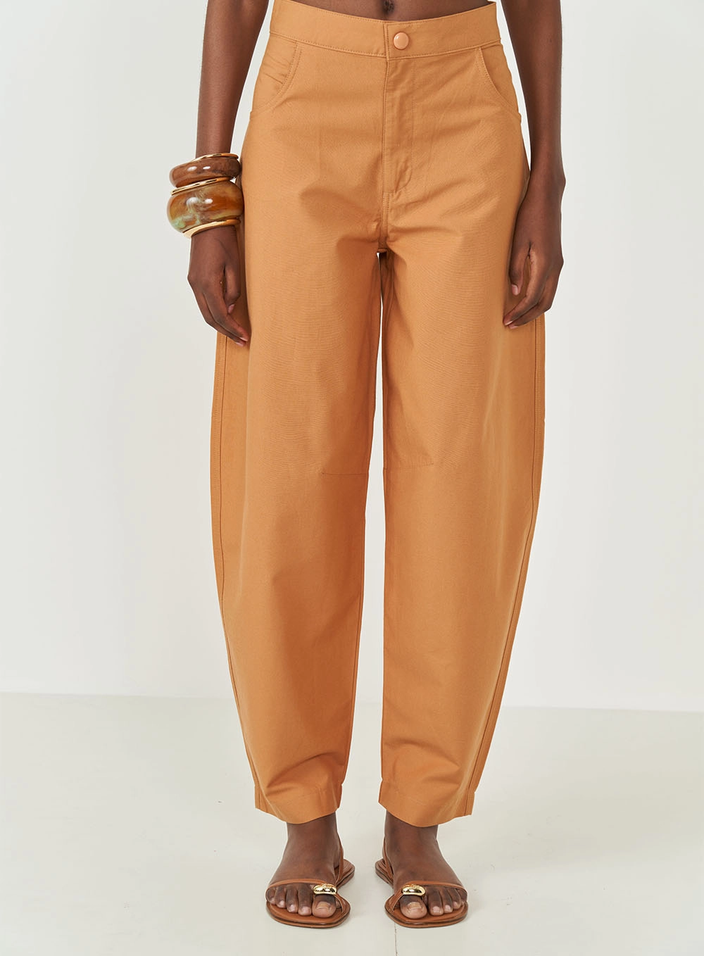 Calça Feminina Barril Bege