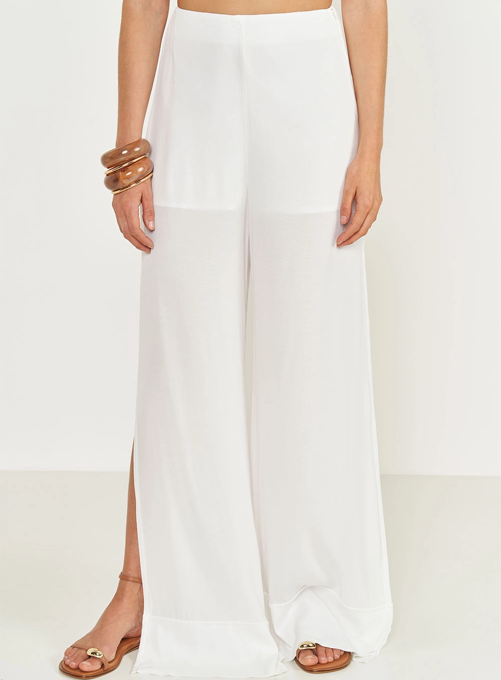 Calça Joana Pantalona Com Fenda Off Shell