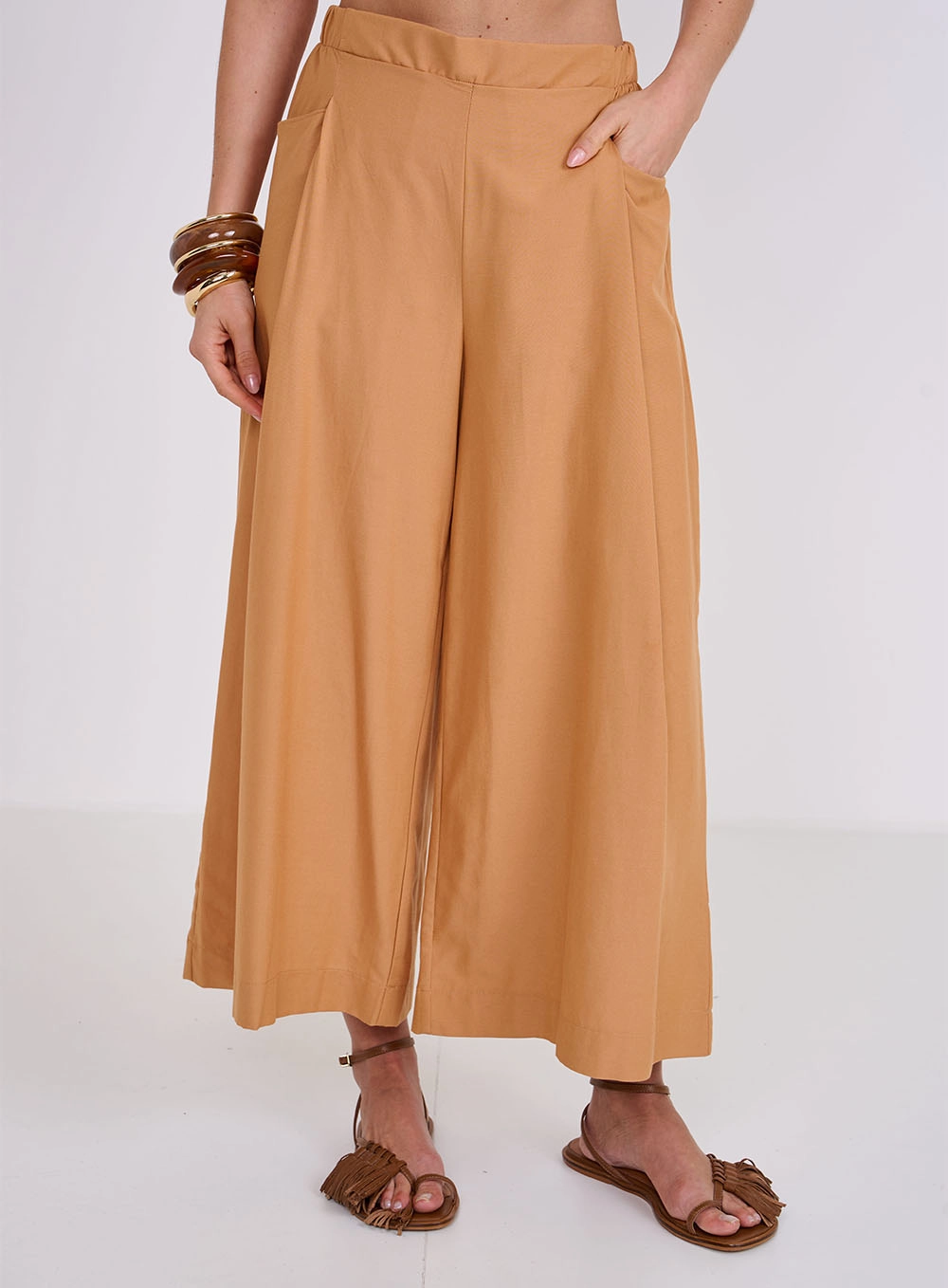 Calça Cropped Jade Bege