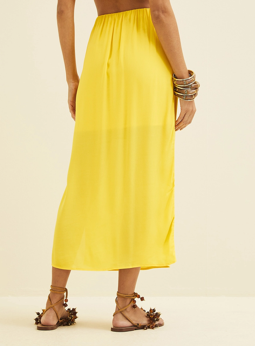 Saia Midi Reta Amarelo
